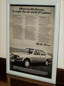 1976年 USA 70s vintage 洋書雑誌広告 額装品 Alfa Romeo Alfetta アルファロメオ アルフェッタ /検索用 ガレージ 店舗 看板 装飾 (A4size)