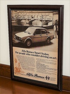 1978年 USA 70s vintage 洋書雑誌広告 額装品 Alfa Romeo Sport Sedan アルファロメオ スポーツセダン / Alfetta アルフェッタ (A4size)