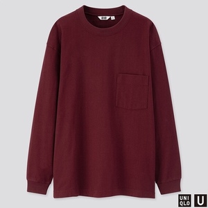 L L size uniqlo u クルーネックＴ 長袖 ユニクロ ロングスリーブ long sleeve バーガンディー マルーン