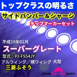 平成19年式 三菱ふそう スーパーグレート 大型ウィング 4軸低床 LEDチップマーカーセット タイヤ灯 シャーシマーカー 白 24V トラック