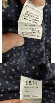 超希少　tmtドット柄シャツ　TMT ティエムティ DOT PATTERN SHIRT ドット パターン 長袖シャツ　ヴィンテージ　加工　水玉　L アウター　紺_画像8