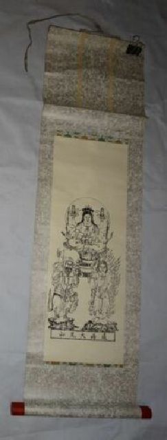 Rare antique Enshu Ooyama Kenkoji Temple Senju Kannon Buddhist painting Paper scroll Buddhist statue Buddhism Temple Painting Japanese painting Antique art, Artwork, book, hanging scroll