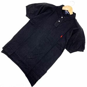 ポロ ラルフローレン POLO RALPH LAUREN 半袖ポロシャツ ブラック 黒 Sサイズ 細身 キレイめ 定番 アメリカ製 USA製■DJ51