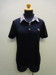 *[ reuse corner shop stock sale ] lady's polo-shirt collar check pattern black group *