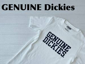 ☆送料無料☆ GENUINE Dickies ジェニュイン ディッキーズ 古着 半袖 ワッフル生地 ロゴプリント Tシャツ メンズ M ホワイト トップス 中古