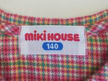 ●美品*日本製*MiKi HOUSE*長袖シャツ*サイズ140*キッズ*女の子*チェック*ピンク*秋冬*子供服*起毛*刺繍*　＃4364_画像3