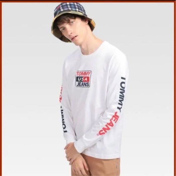 ボックスロゴロングスリーブTシャツ ホワイトM TOMMY HILFIGER