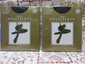  Kanebo excellence TIGHTS all support type pure black tights 80 Denier L-LL 2 pair 