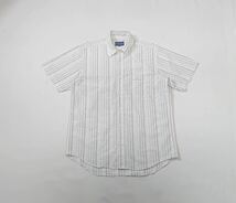 MARIO VALENTINO マリオバレンチノ // 半袖 ストライプ柄 ロゴマーク刺繍 シャツ (白) サイズ M_画像1