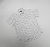 MARIO VALENTINO マリオバレンチノ // 半袖 ストライプ柄 ロゴマーク刺繍 シャツ (白) サイズ M_画像5