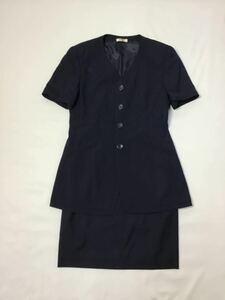 ( unused lady's ) his miss // short sleeves unlined in the back no color jacket & knees on tight skirt summer suit ( navy ) size S