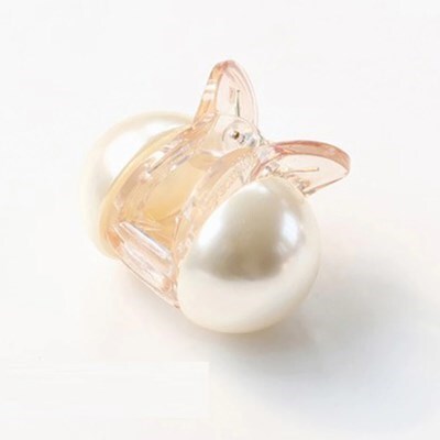 バレッタ パール ホワイト 1PC 女の子 真珠 ミニヘア 爪 バレッタ 女性 エレガント ヘア カニ 髪 爪 ヘアアクセサリー 白 #C321-9