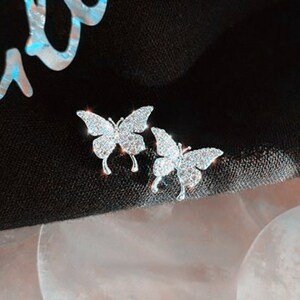  earrings butterfly elegant fashion crystal butterfly lovely Korea gift #C400-14