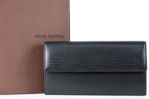 【超美品】LOUIS VUITTON ヴィトン ポルトフォイユ・サラ 二つ折り 長財布 エピ ブラック ブランドウォレット【JM79】