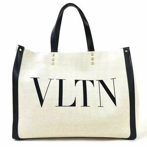 VALENTINO GARAVANI handbag small canvas shopping bag VLTN print natural 98596a, ladies' bag, Handbag, others