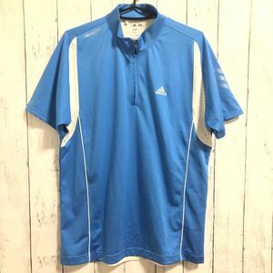 【adidas golf】アディダス ゴルフ 半袖シャツ ハーフジップ 水色 メンズ M 送料無料！