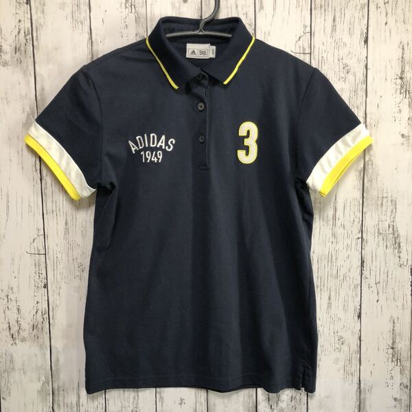 【adidas golf】アディダス ゴルフ 半袖ポロシャツ レディース M ネイビー系 送料無料!