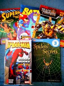 MARVEL THE AMAZING SPIDER-MANボードブック4冊セット箱入/アメリカンコミックBATMAN・SUPERMAN・TRANS FORMERS+Spiders Secrets