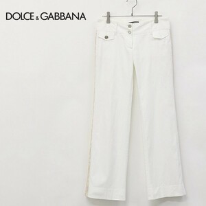 ◆DOLCE&GABBANA/ドルチェ＆ガッバーナ ストレッチ サイドレースライン パンツ ホワイト×ベージュ 36