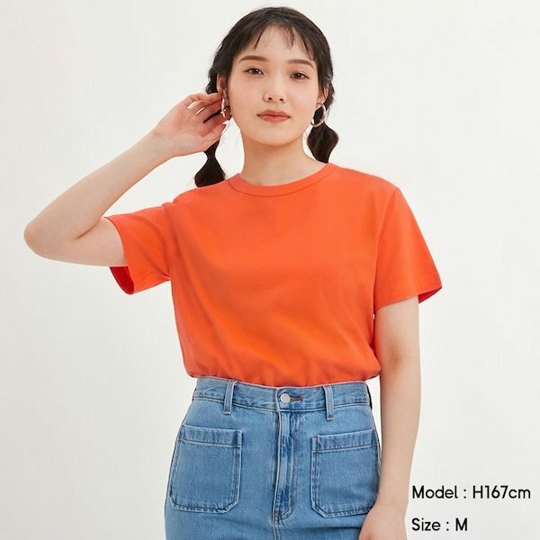 GUカラークルーネックTシャツ　Sサイズ　オレンジ　ORANGE 　オンラインストア超大型店限定カラー 綿100％