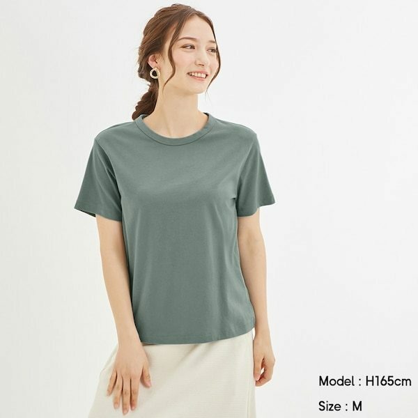 GUカラークルーネックTシャツ 　Mサイズ 　グリーン　緑　GREEN　綿100％
