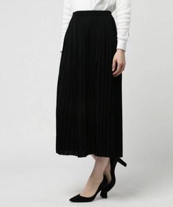 LE CIEL BLEU Le Ciel Bleu * knitted pleated skirt 36 black black *mi leak height flair 