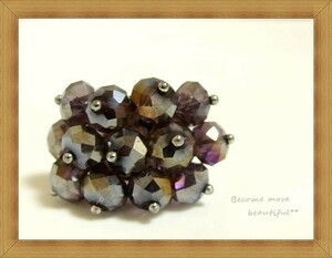 * gorgeous impact * Kirakira shines many surface cut * dark . purple series black beads * extra-large volume ring / ring 14 number ~*113