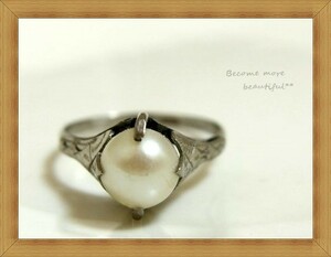 *MPM stamp entering *1 bead white pearl biju- equipment ornament *en Boss pattern entering. old ring / ring 11 number *113