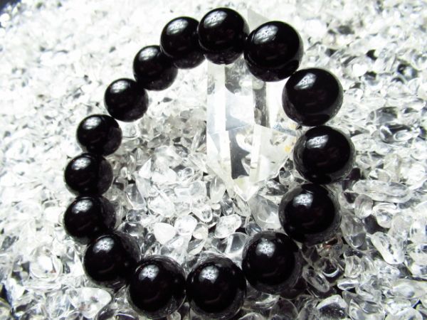 ブラックオニキス【14mm】天然石ブレスレット パワーストーン