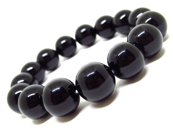 ブラックオニキス【14mm】天然石ブレスレット パワーストーン