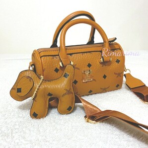 犬チャーム 2way ショルダーバッグ 茶色 ハンドバッグ ボストンバッグ5