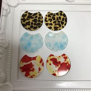 アクリルパーツ変形プレート mix 6枚セット ハンドメイド 素材 パーツ 材料