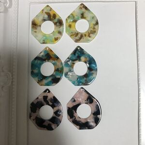 アクリルパーツ不規則プレート mix 6枚セット ハンドメイド 素材 パーツ材料