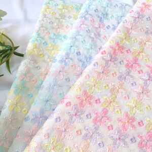 花刺繍 コットンレース生地 刺繍レース 綿レース 刺繍生地 マーガレット フラワー ハギレ