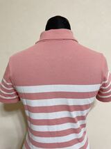 【美品】 LACOSTE ラコステ レディース ボーダー 鹿の子 ポロシャツ トップス サイズ34 半袖 ピンク 白 PF0006_画像4