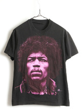 90's 人気 黒 ★ jimi Hendrix ジミ ヘンドリックス 大判 プリント 半袖 Tシャツ ( メンズ S 程) 古着 90年代 ジミヘン バンドT ロックT_画像1