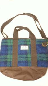 ※Harris Tweed ハリスツイード ハンドバッグ ☆グリーンチェック ショルダーバッグ 2way★使用品※ 