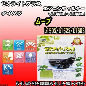 エアコンフィルター ダイハツ ムーブ L150S/L152S/L160S ゼオライトプラス RCF9814K