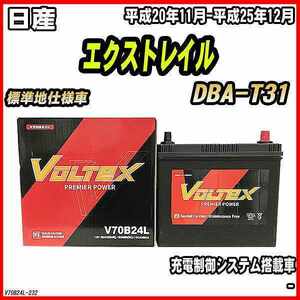 バッテリー VOLTEX 日産 エクストレイル DBA-T31 平成20年11月-平成25年12月 V70B24L