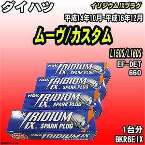 スパークプラグ NGK ダイハツ ムーヴ/カスタム L150S/L160S 平成14年10月-平成16年12月 イリジウムIXプラグ BKR6EIX