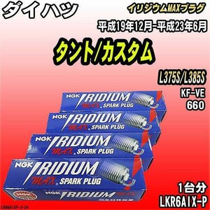 スパークプラグ NGK ダイハツ タント/カスタム L375S/L385S 平成19年12月-平成23年6月 イリジウムMAXプラグ LKR6AIX-P