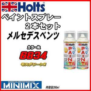 ペイントスプレー 2本セット メルセデスベンツ 6834 モスグリーンM Holts MINIMIX