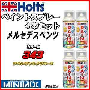 ペイントスプレー 4本セット メルセデスベンツ 343 アバンギャルドブルーM Holts MINIMIX