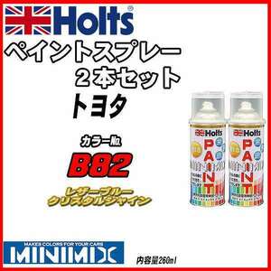 ペイントスプレー 2本セット トヨタ B82 レザーブルークリスタルシャイン Holts MINIMIX