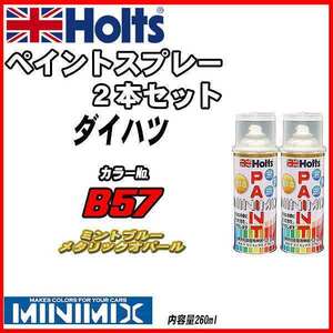 ペイントスプレー 2本セット ダイハツ B57 ミントブルーメタリックオパール Holts MINIMIX