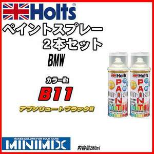 ペイントスプレー 2本セット BMW B11 アブソリュートブラックM Holts MINIMIX