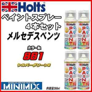 ペイントスプレー 4本セット メルセデスベンツ 861 シルバーグリーンM Holts MINIMIX