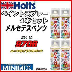 ペイントスプレー 4本セット メルセデスベンツ 9706 ムーンライトシルバーM Holts MINIMIX