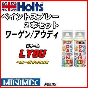 ペイントスプレー 2本セット ワーゲン / アウディ LY8U ベルーガブラウンM Holts MINIMIX