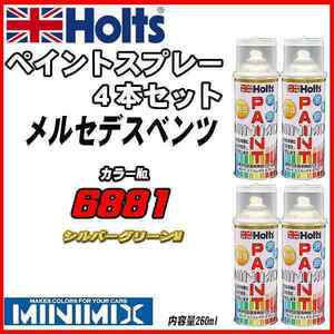 ペイントスプレー 4本セット メルセデスベンツ 6881 シルバーグリーンM Holts MINIMIX